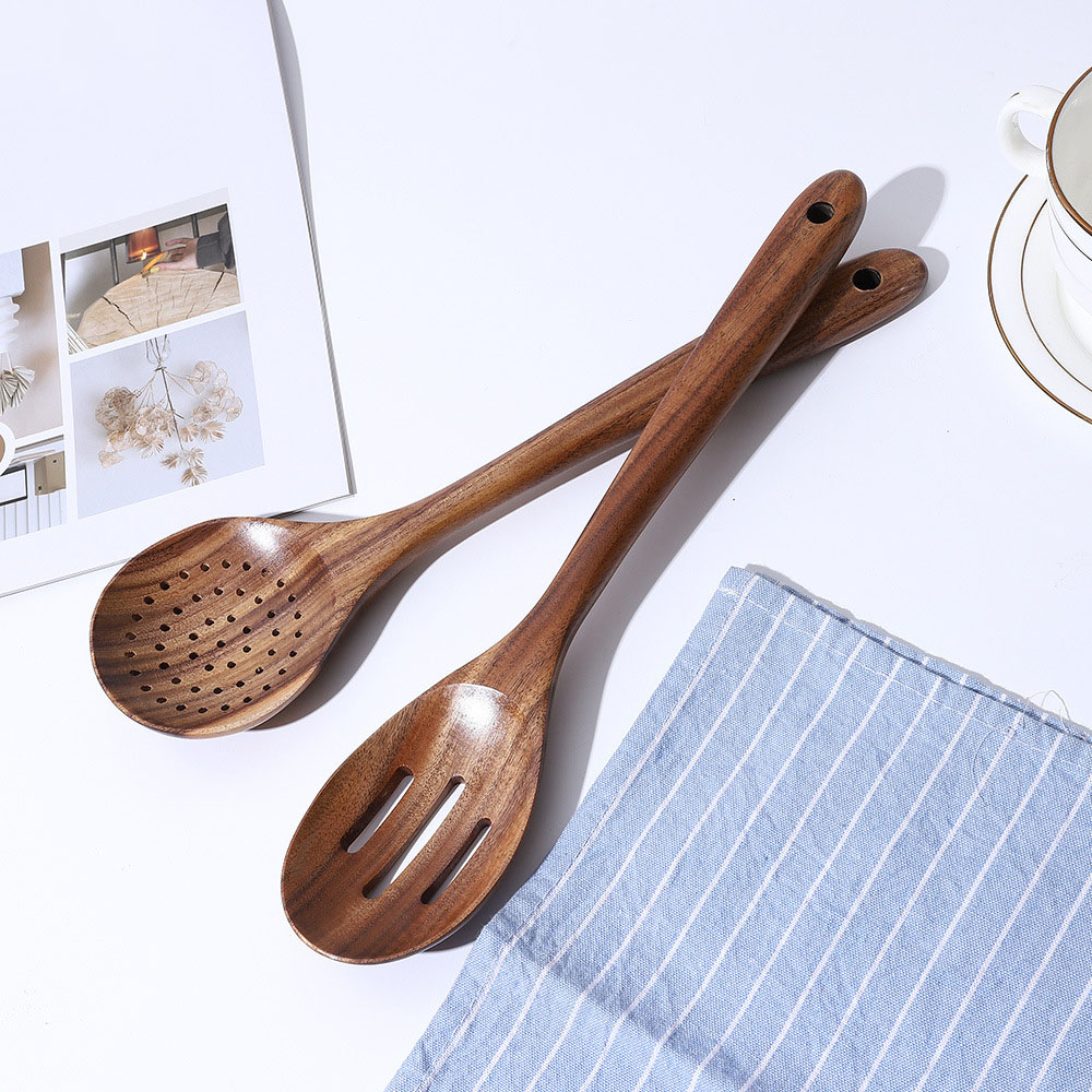 Natural Wooden Cooking Utensils Set – 4-Piece Nonstick Kitchen Spoon & Spatula Tools
