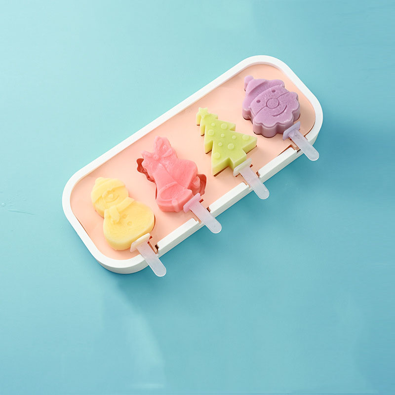 Creative Animal & Fruit Silicone Ice Cream Mold Set – 4 Cavities with Sticks