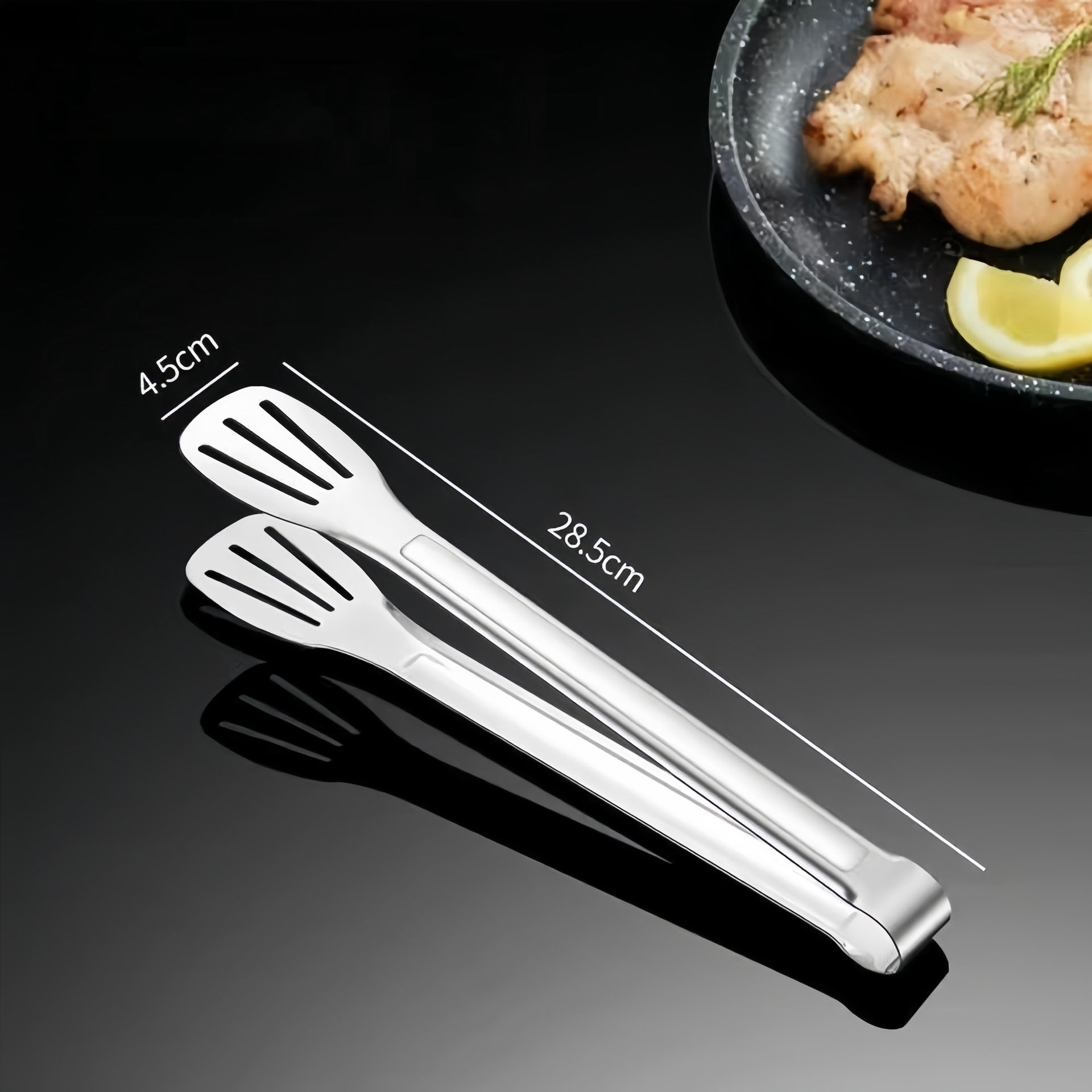 12-Inch Stainless Steel Cooking Tongs – Slotted Design for Frying & Grilling
