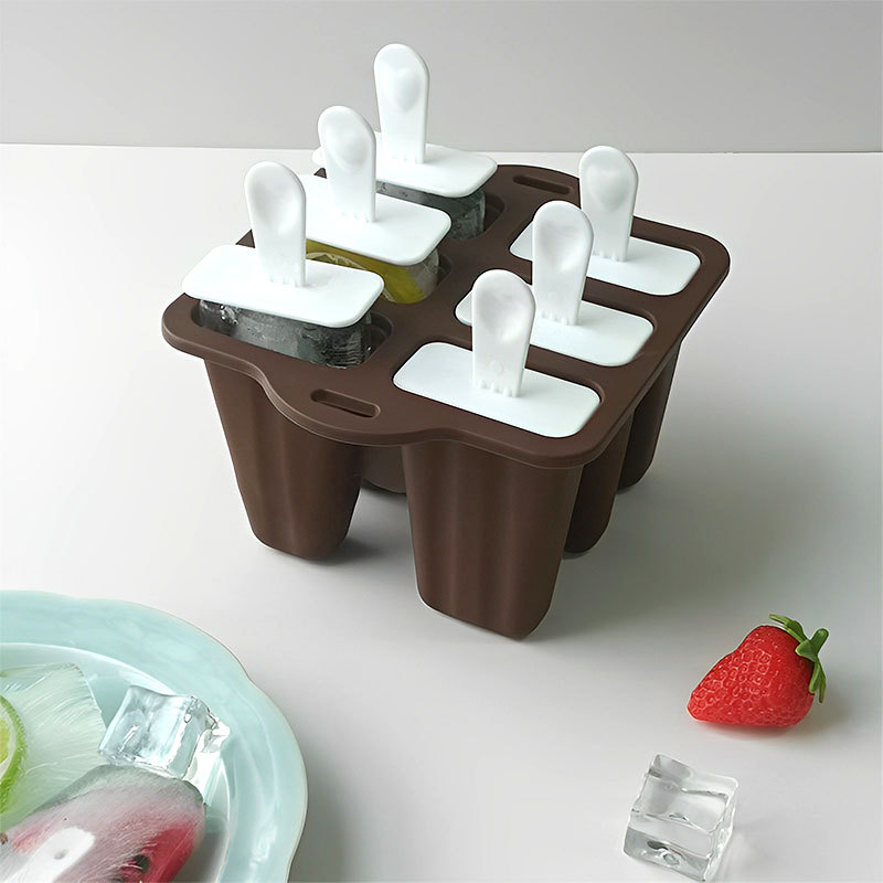 6-Cavity Silicone Popsicle Mold – Reusable Ice Cream Maker with Stick Handle – DIY Frozen Treat Tray for Kids & Adults