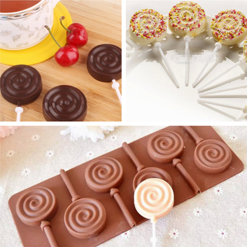 6-Cavity Swirl Lollipop Silicone Mold – Nonstick Candy & Chocolate Mould Tray