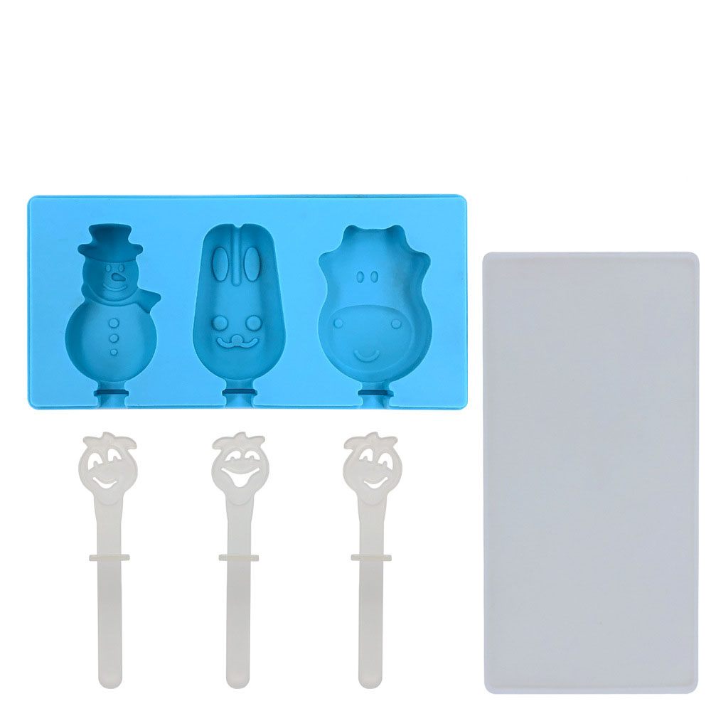 Cartoon Silicone Ice Cream Mold Set – 2-Cavity DIY Popsicle Molds in 12 Fun Shapes