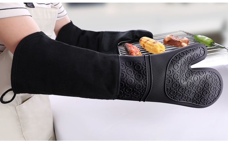 Extra Long Silicone Oven Mitts – Heat Resistant Kitchen Gloves with Non-Slip Grip