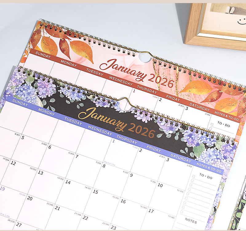 2026 Floral Wall Calendar – Monthly Hanging Planner with Notes & To-Do Sections