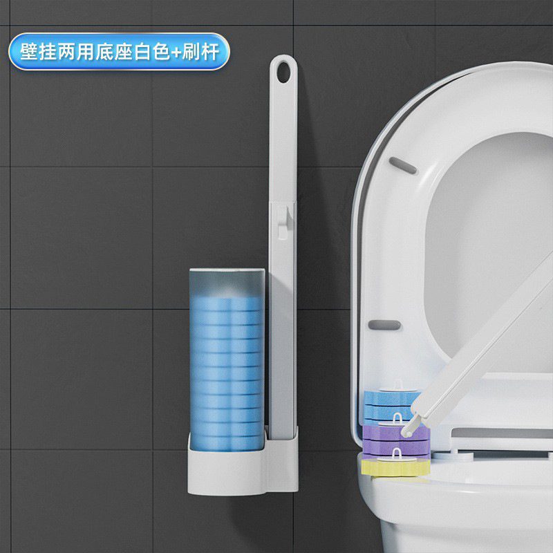 Disposable Toilet Brush with Refill Cleaning Tablets – Long Handle Toilet Scrubber and Holder Set