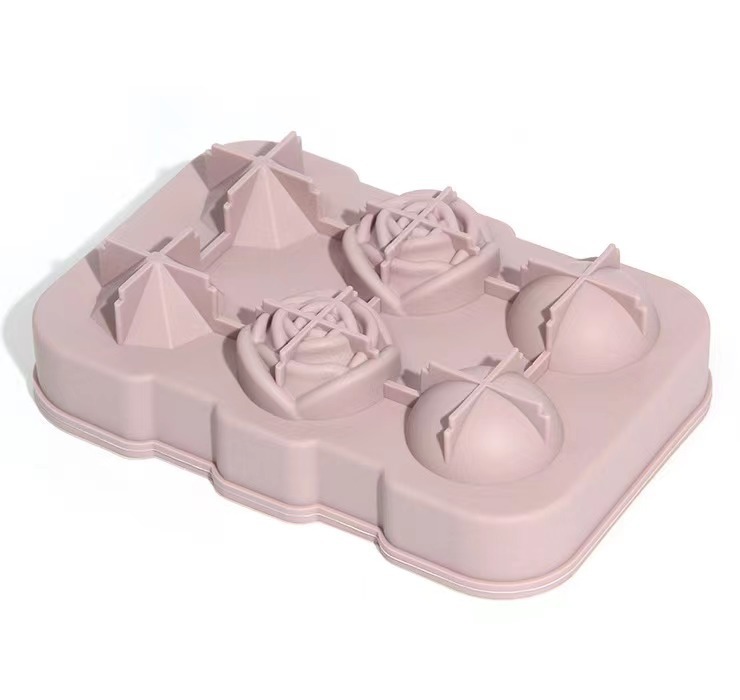 3-in-1 Silicone Ice Ball Mold – Diamond, Rose & Sphere Shapes for Whiskey & Cocktails