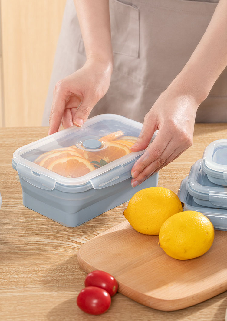 Collapsible Silicone Food Storage Container Set – 3-Pack Leakproof Bento Lunch Boxes with Lids