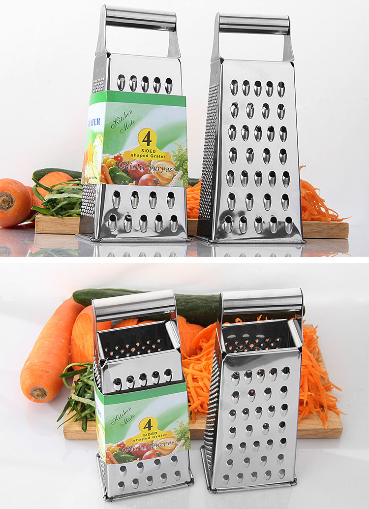 4-Sided Stainless Steel Box Grater – Multipurpose Manual Vegetable & Cheese Shredder
